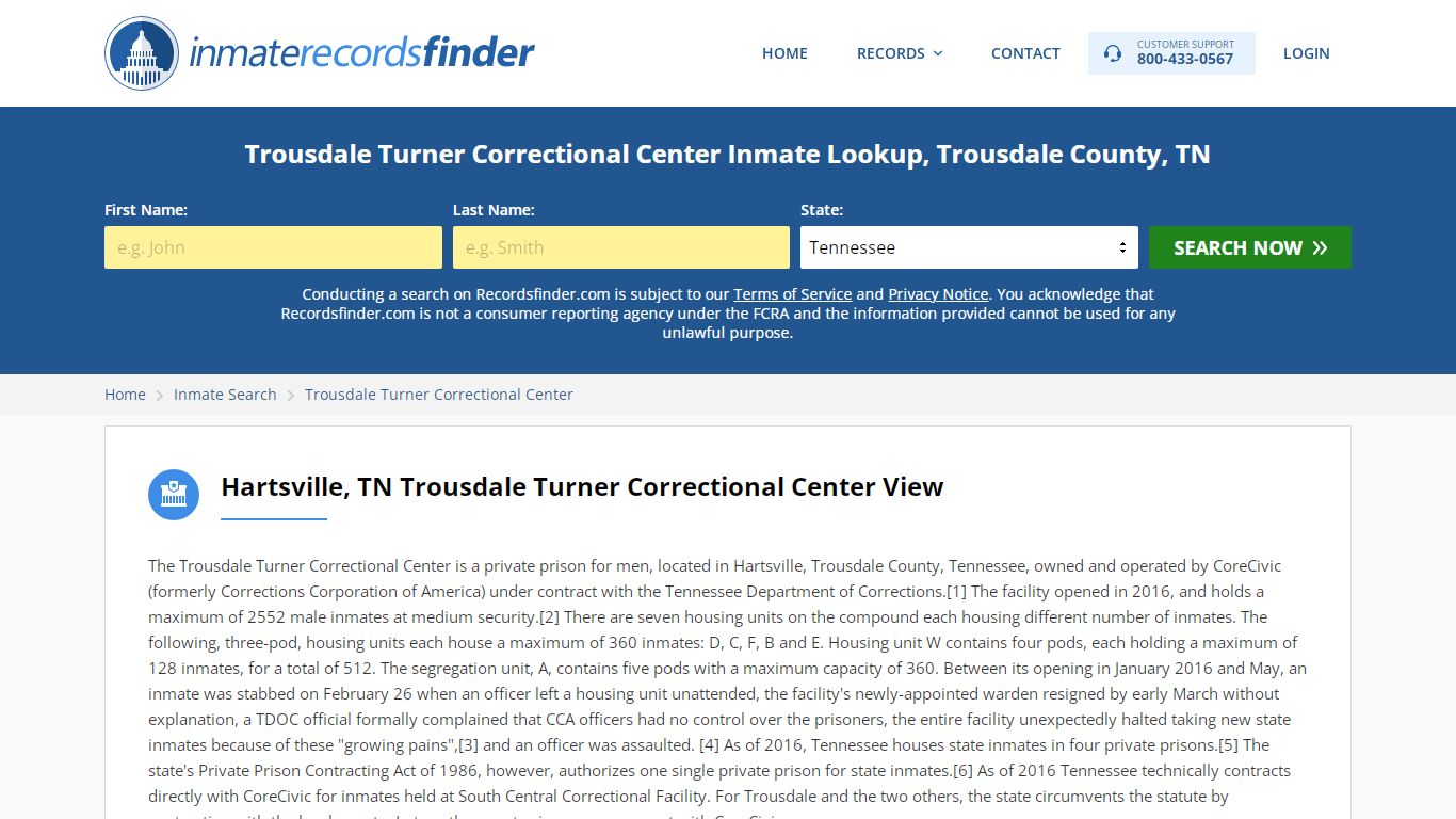 Trousdale Turner Correctional Center Roster & Inmate ...