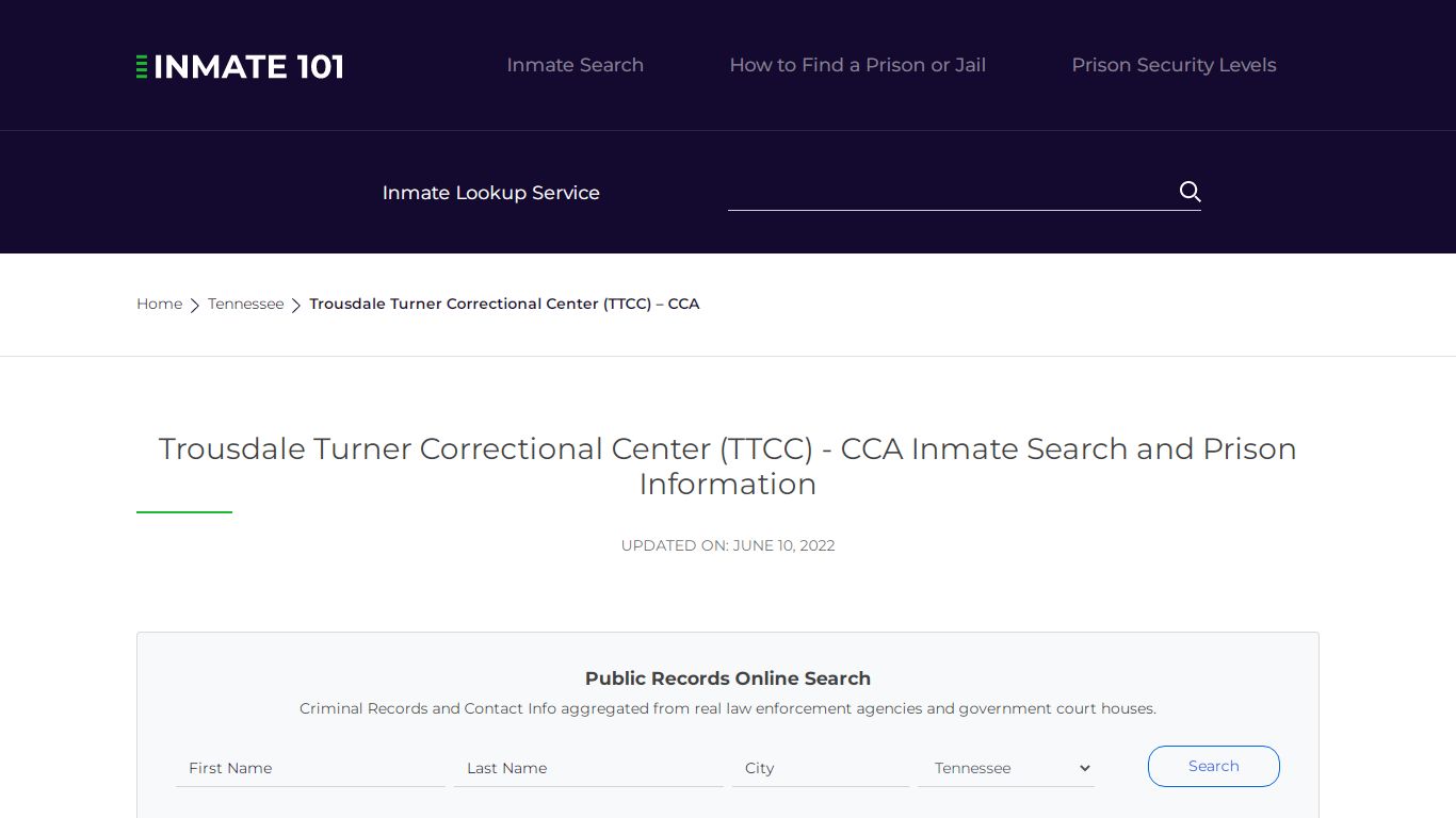 Trousdale Turner Correctional Center (TTCC) - CCA Inmate ...